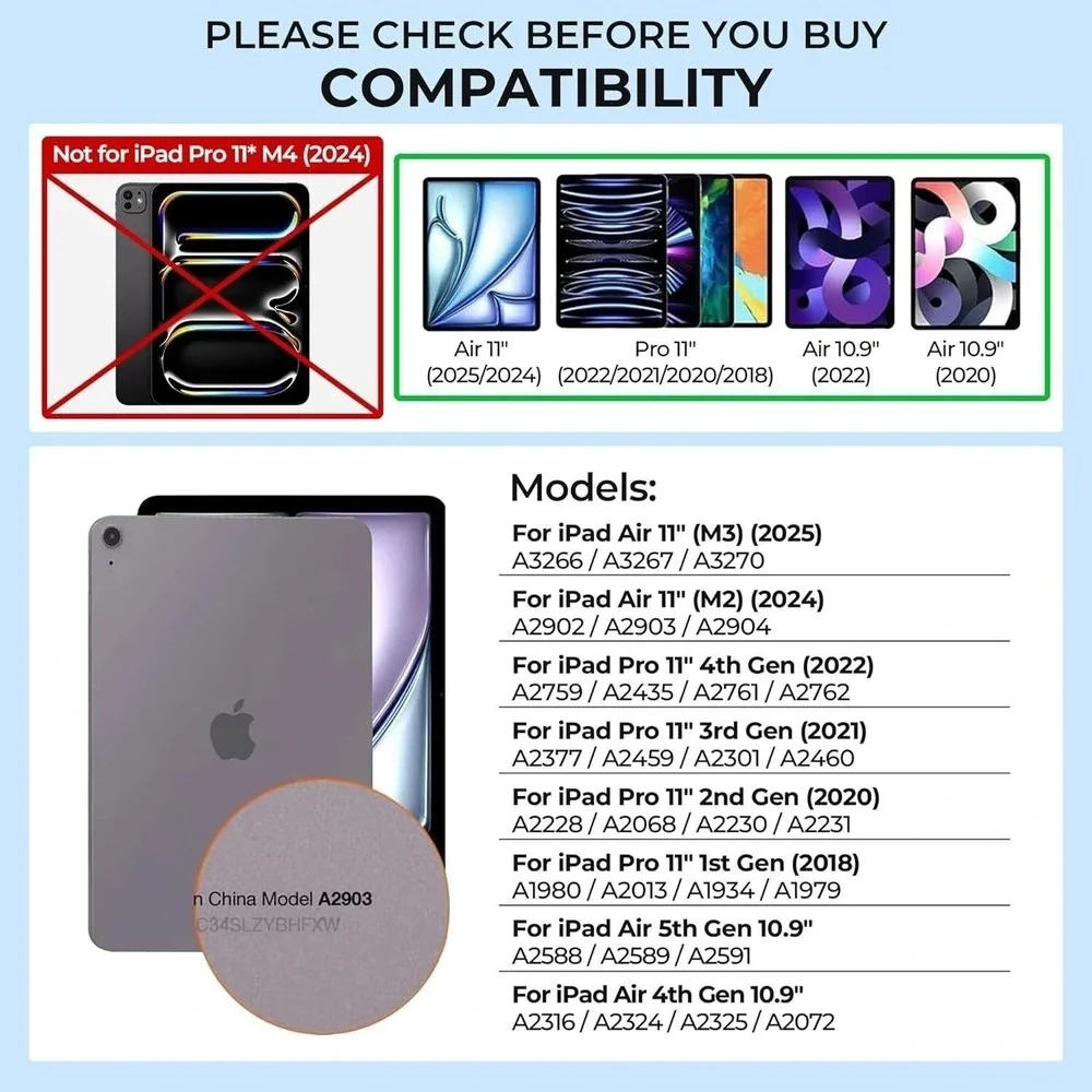 OHY‎ iPad Air 11 WK80 Wireless Backlit Keyboard Case Adjustable Angle Magnetic